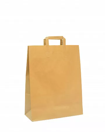 Крафт пакет с плоской ручкой 1 сл. 43х32х18 НМ