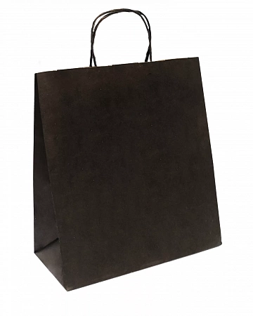 Крафт пакет с крученой ручкой 1 сл. 28х24х14 НМ (черный)